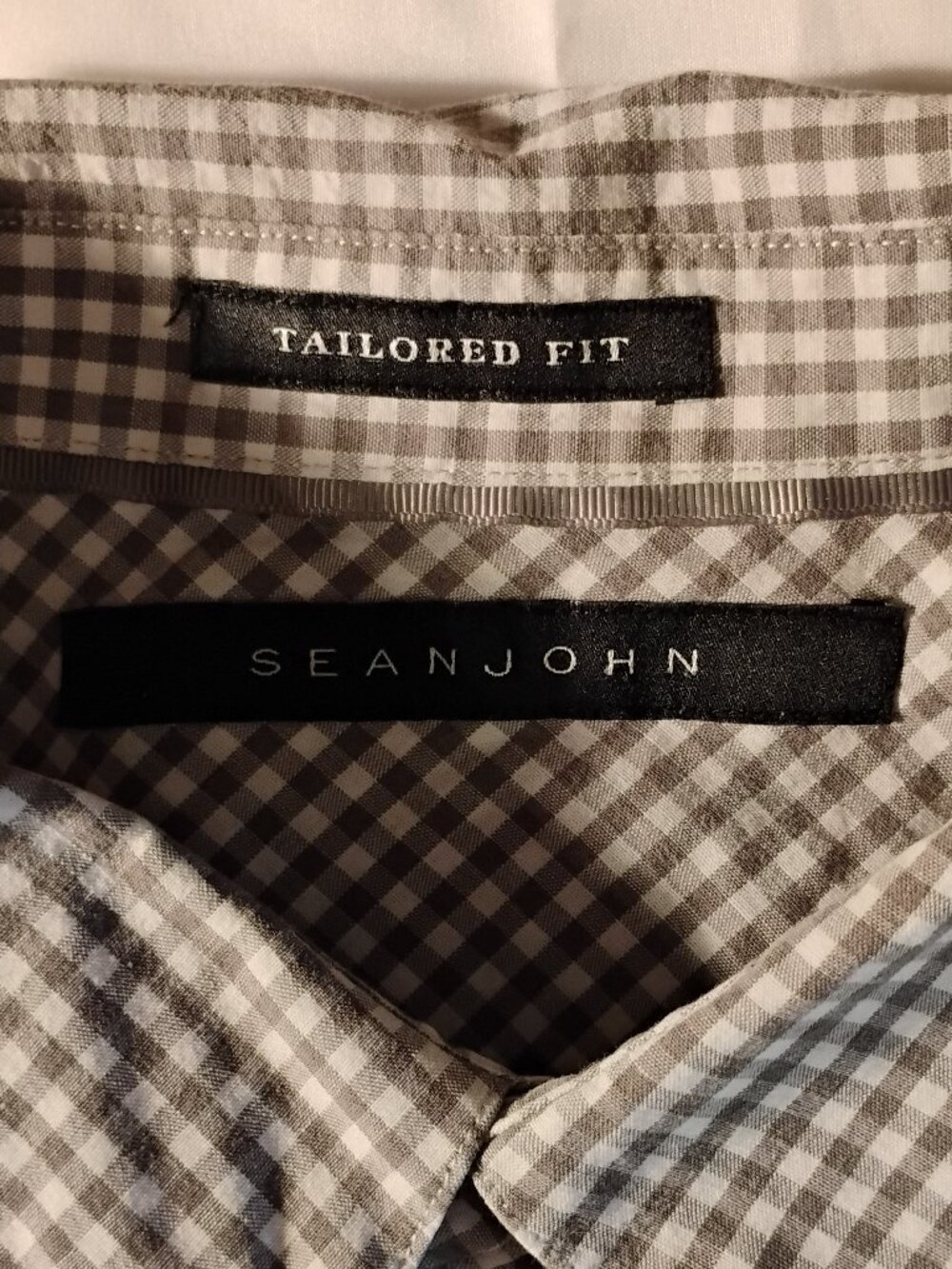 Sean John | Gray & White Gingham Tailored Fit Dress Shirt | 3XL | Like New
